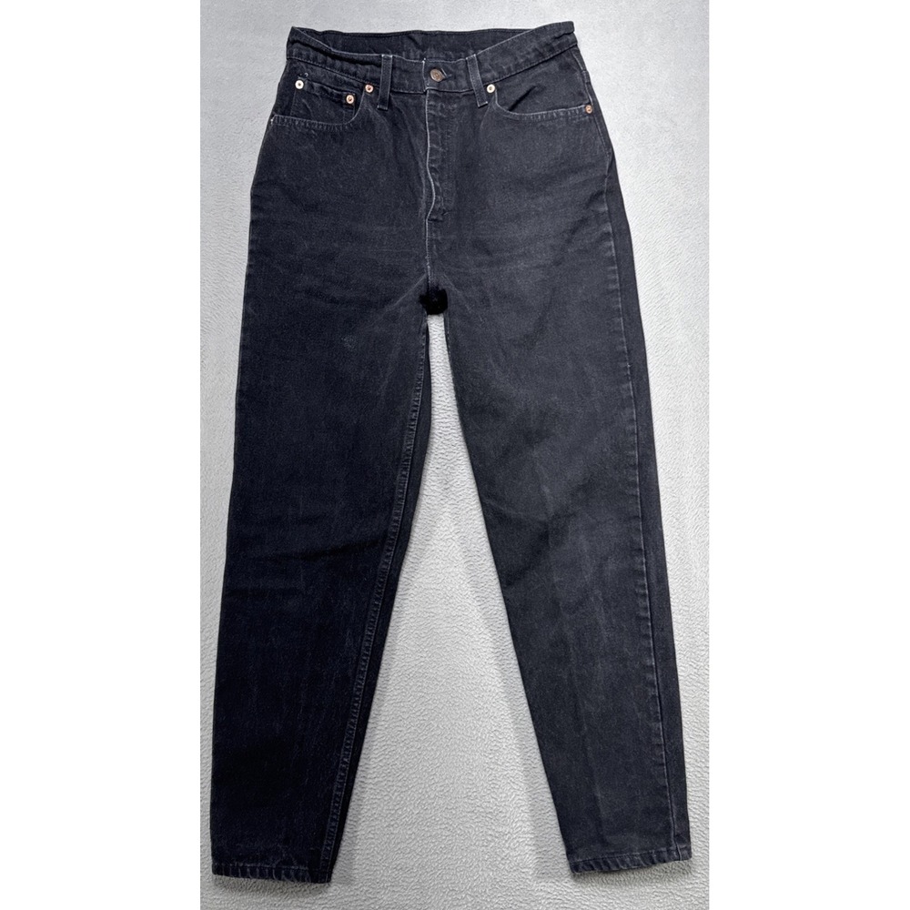 Vintage Levis Jeans 521 Womens 12 Medium Black High Tapered Faded‎ Y2K USA Denim